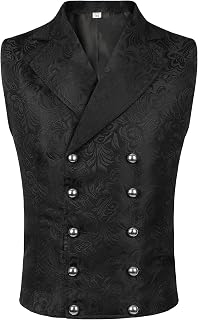 Men Victorian Suit Vest Black Steampunk Vest Waistcoat Double Breasted Jacquard Gothic Renaissance Vest for Men: Jacquard Weave and Production Notes