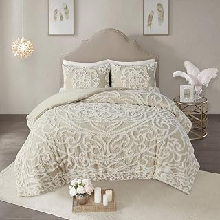 Madison Park Cotton Chenille Tufted Taupe King Duvet Cover Set, 3pc: Jacquard Weave and Production Notes