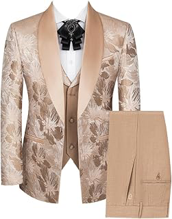 Men's Three Pieces Suit Jacquard Jacket Solid Vest and Pants Single Breasted Tuxedos for Banquet: Jacquard Weave and Production Notes