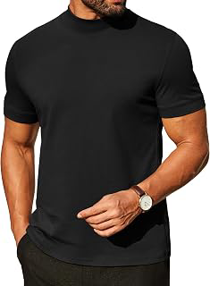 Mens Mock Turtleneck Shirts Casual Premium Cotton Short Sleeve Shirt Basic Half Neck T-Shirts: OEM Production and Sizing Notes