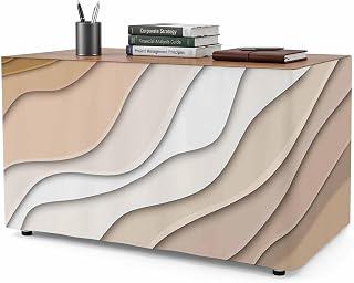 8Ft Table Skirt, Beige Ombre Table Skirt for Rectangle Tables & Round Tables, Decorative Desk Skirts, Modern Geometric Abstract Aesthetic Cream: Ombre Dyeing and Production Notes