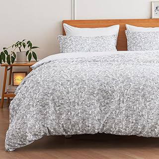 SLEEP ZONE Queen Duvet Cover Set, Farmhouse Gray Leaf Jacquard: Jacquard Weave and Production Notes