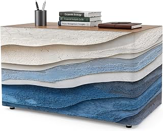 8Ft Table Skirt, Blue Ombre Table Skirt for Rectangle Tables & Round Tables, Decorative Desk Skirts, Modern Wave Abstract Art Party Tablecovers: Ombre Dyeing and Production Notes