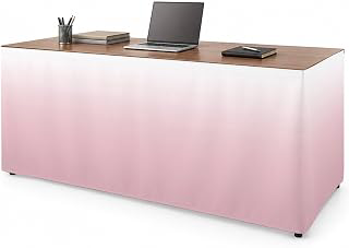 Desk Skirt, Pink White Ombre Table Skirts for Rectangle Tables 8Ft, Decorative Desk Skirt for Teacher Desk, Dorm, Pink Gradient Color Modern: Ombre Dyeing and Production Notes