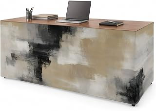 8Ft Table Skirt, Gray Brown Black Ombre Table Skirt for Rectangle Tables & Round Tables, Decorative Desk Skirts, Modern Farmhouse Oil Painting: Ombre Dyeing and Production Notes