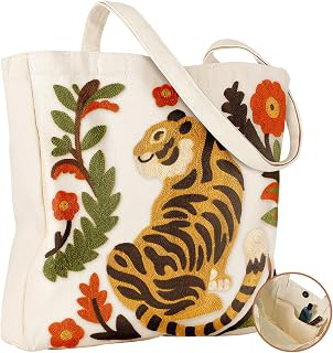 Miss Adola Floral Embroidery Canvas Tote Bag with Pocket: Print Design and Production Notes