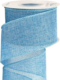 Ribbli Baby Blue Burlap Wired Ribbon,2-1/2