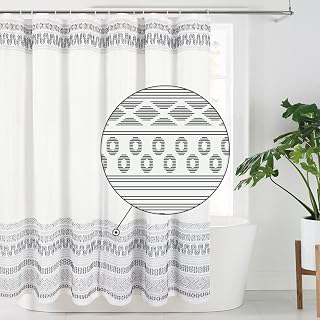 Cotton Shower Curtain Black and White Boho Textured Farmhouse Rustic: Jacquard Weave and Production Notes
