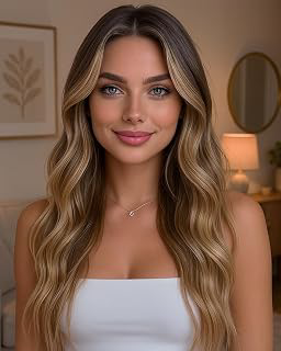 HMHIFI Ombre Blonde Wig,26 Inch Highlights Wavy Curly Middle Part Hair: Ombre Dyeing and Production Notes
