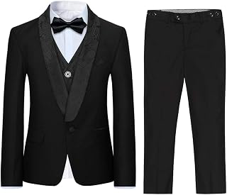 Boys 3 Pieces Tuxedo Suits Jacquard Shawl Lapel Slim Fit Tux Jacket Vest Pants 4 Colors Prom Party Wedding: Jacquard Weave and Production Notes