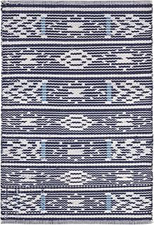 Dash & Albert Dharma Blue Graphic Handwoven Indoor/Outdoor Rug, 5'x8': Jacquard Weave and Production Notes