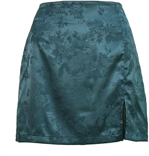 Elegant Jacquard Mini Skirt for Women Satin High Waist Side Slit Short Skirt Flowy for Party: Jacquard Weave and Production Notes