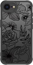 Dumkery Cute Flower Phone Case for iPhone 16e, Rose iPhone 17e Cases, Aesthetic Black Line Art Floral Pattern Print, Hard PC Heavy Duty: Print Design and Production Notes