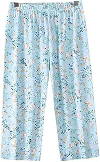 Women Pajama Capri Pants Plus Size Soft Cotton Sleep Lounge Pj Bottoms Floral Printed Summer Breathable Capris: Print Design and Production Notes