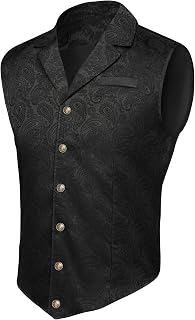 Mens Vintage Jacquard Suit Vest Gothic Steampunk Victorian Waistcoat Vest: Jacquard Weave and Production Notes