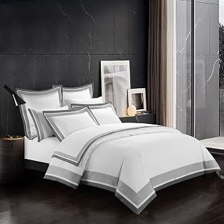 Casabolaj Shading 3 Pieces Do Not Include Filling Duvet Cover Set 100% Egyptian Cotton Sateen Luxury 400 TC Classic and Contemporary Frame: Jacquard Weave and Production Notes
