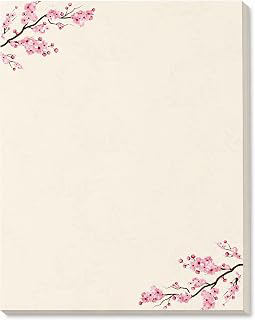 Cherry Blossoms Printable Letterhead Stationery Paper - 50 Sheets 8.5