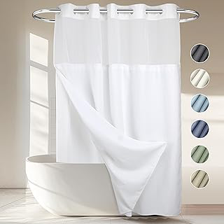 RiverDream Heavyweight Waffle No Hook Shower Curtain with Liner,White,71x74: Ombre Dyeing and Production Notes