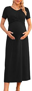 Summer Maternity Dress with Back Tie, V Neck Empire Waist A Line Midi for Baby Shower Photoshoot Casual Wear S-XXL: OEM Production and Sizing Notes