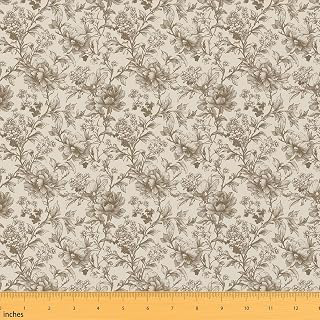 Erosebridal Beige Brown Floral Fabrics By The Yard Vintage Floral Peony: Print Design and Production Notes