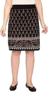 Women's Jacquard Knee Length Sweater Skirt Black Multi/Medium: Jacquard Weave and Production Notes