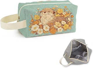 Floral Otter Printed Quilted Cosmetic Bag: Print Design and Production Notes