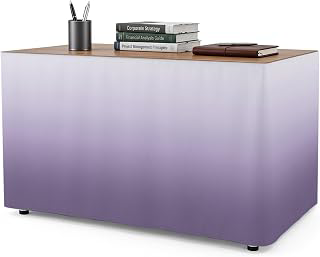 8Ft Table Skirt, Purple Ombre Table Skirt for Rectangle Tables & Round Tables, Decorative Desk Skirts, White Gradient Modern Abstract Art Party: Ombre Dyeing and Production Notes
