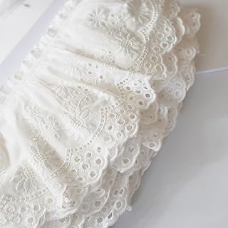 Yalulu 2 Yards Cotton Ruffle Lace Trim Eyelet Lace Fabric for Sewing Embroidery Trim for Dresses, Baby Clothes, DIY Craft Ribbon: Fabric Sourcing and Quality Notes
