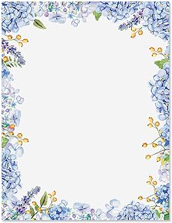 Current Hydrangeas Floral Letter Paper - Spring Stationery Papers With Decorative Hydrangeas Border, Printable Holiday, Wedding & Bridal Shower: Print Design and Production Notes