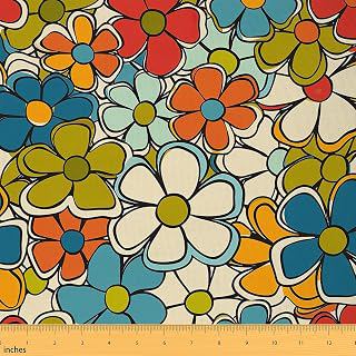Feelyou Retro Hippie Flower Fabric By The Yard 1 Yard 60s 70s Groovy Decorative Soft Flannel Cartoon Vintage Boho Plant Floral Botanical: Print Design and Production Notes