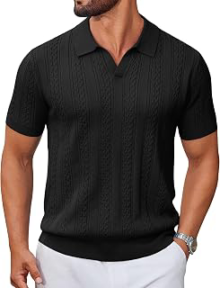 Mens Knit Polo Shirts Short Sleeve Textured Polo Shirt V-Neck Casual Stretch Summer Golf Tops: OEM Production and Sizing Notes