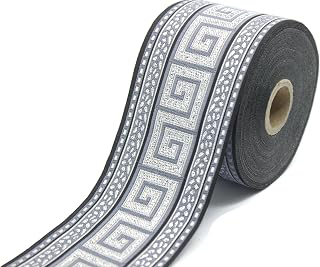 Vintage Maze Jacquard Trim Decorative Craft Ribbon - 11 Yard Spool, 2.75 Inches Wide, Grey: Jacquard Weave and Production Notes