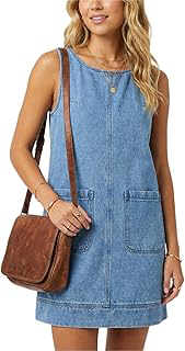 Women's Denim Dress Crewneck Jean Overall Dress Sleeveless with Pockets: OEM Production and Sizing Notes