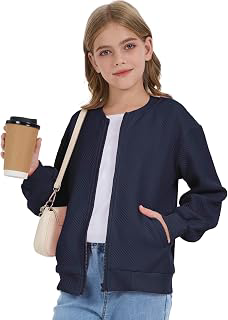 Girls Bomber Jackets Lightweight Zip Up Fashion Kids Cute Jacquard Coats Fall Varsity Outwear Clothes: Jacquard Weave and Production Notes