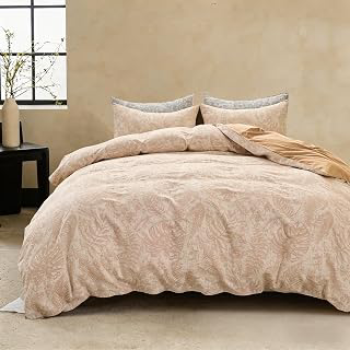 Simple&Opulence Jacquard Floral Duvet Cover Set 3 Pcs, 100% Cotton Muslin Yarn-Dyed Textured Bedding Set with Button Closure Soft Breathable: Jacquard Weave and Production Notes