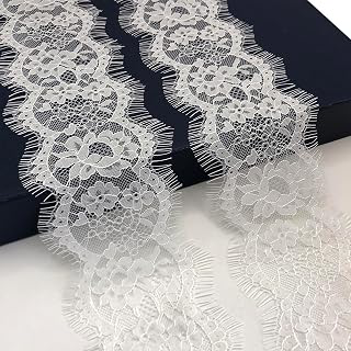 Eyelash Lace Fabric with Floral Pattern 4 Inches Wide Lace Trim Ribbon 6 Yards for Sewing, Decorating, Floral Designing and Crafts - H610 (White): Fabric Sourcing and Quality Notes