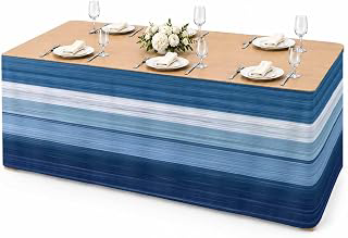 Desk Skirt, Blue Ombre Stripe Table Skirts for Rectangle Tables 9Ft, Decorative Table Skirt for Classroom, Office, Farmhouse Striped Modern: Ombre Dyeing and Production Notes