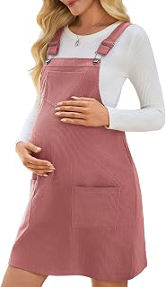 Yousify Womens Maternity Overalls Dress Corduroy Adjustable Strap Bib Casual Fall Overall Shorts Dresses with Pockets: OEM Production and Sizing Notes