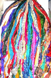 Vintage Fabrics Crafts 45 Yards Unstitched Sari Silk Yarn Ribbon Tassels 45 Strips SKEINS Mixed Shades Journal Scrapbook Craft Project Decor: Jacquard Weave and Production Notes