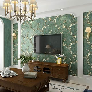 Q QIHANG Country Retro Pastoral Style Non-Woven Embossed Pattern Living Room Bedroom Non-Pasted Wall Paper 1.73' W x 32.8'L (A Blue): Jacquard Weave and Production Notes