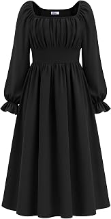Girls Fall Dress Puff Long Sleeve Casual Maxi Dresses with Pockets: OEM Production and Sizing Notes