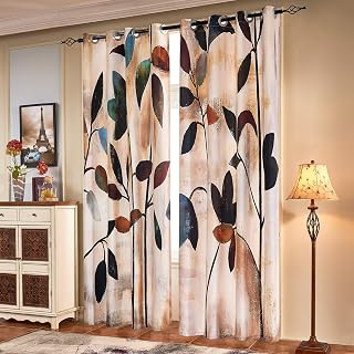 SUBRTEX Brown Leaf Floral 84 Inch Curtains for Living Room, 2 Panels: Print Design and Production Notes