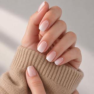 Ombre Press on Nails Short Squoval, Milk Nude, 30 Pcs: Ombre Dyeing and Production Notes