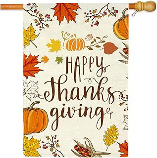 GOAUS Happy Thanksgiving House Flag,Fall Maple Leaf Leaves Pumpkin Farm Harvest,Double Sided Burlap Decorative Garden Flags for Home Lawn Yard: Fabric Sourcing and Quality Notes