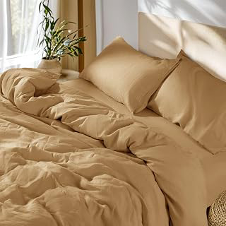 SONORO KATE 100% French Linen Queen Duvet Cover Set,Zipper Closure,3PC: Jacquard Weave and Production Notes