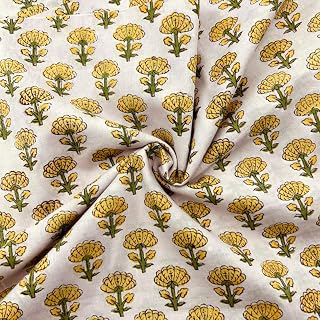 Cotton Fabric India Hand Block Print Floral Fabric Ideal for Dress Making, Craft and Arts, Patchwork, Quilting, Doll Making, DIY Craft-1 Yard: Print Design and Production Notes