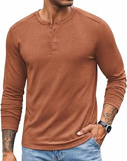 Men's Henley Shirts Long Sleeve T-Shirt Lightweight Fashion Casual Pullover Tee Shirt: OEM Production and Sizing Notes