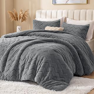 Love's cabin Fleece Queen Comforter Set, Fluffy Reversible Bedding, Grey: Jacquard Weave and Production Notes