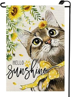 Hello Sunshine Cat Summer Garden Flag 12x18 Inch Double Sided for Outside Spring Sunflower Welcome Burlap Small Seasonal Yard Decoration Flag: Fabric Sourcing and Quality Notes