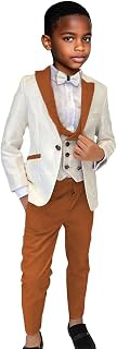 Boy's Suit 3 Piece Slim Fit Formal Suits for Kids Wedding Ring Bearer Outfit Jacquard Blazer Vest Pants Set: Jacquard Weave and Production Notes